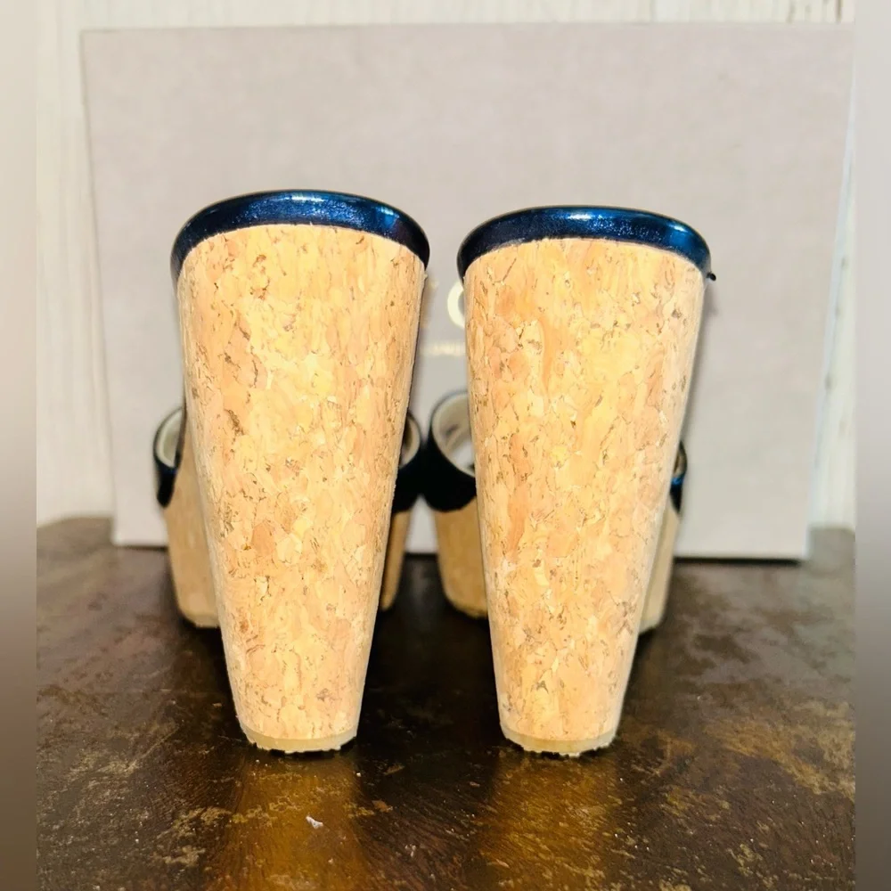 🔹🔹Jimmy Choo PERFUME‎ Metallic Denim Slip on Wedge Sandel-NWT in BOX.🔹🔹